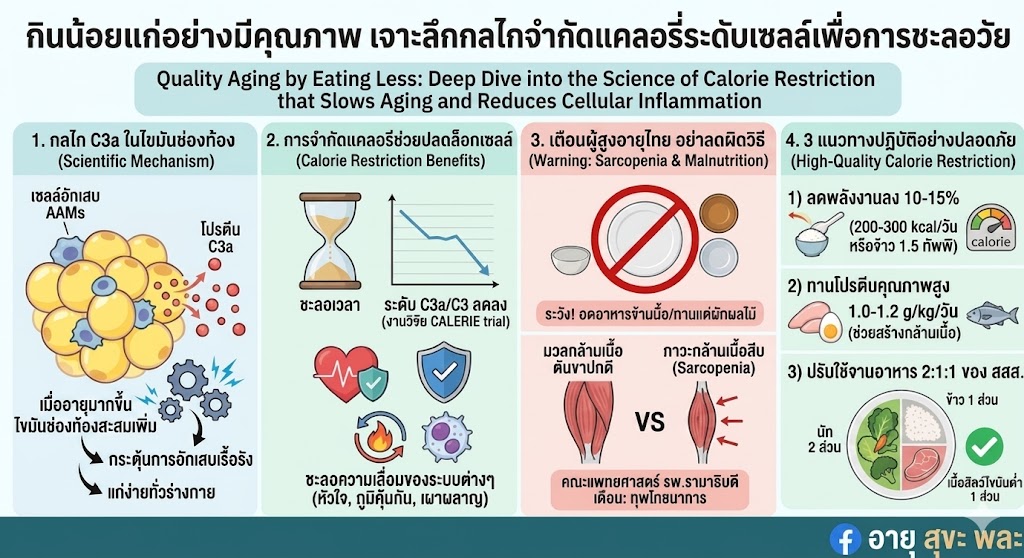 กินน้อยแก่อย่างมีคุณภาพ: เจาะลึกวิทยาศาสตร์การจำกัดแคลอรีที่ช่วยชะลอความชราและลดการอักเสบในระดับเซลล์